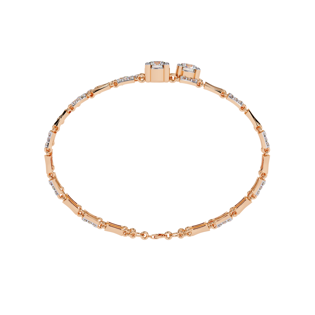 2.2 CTW Double-Row Geometric Diamond Bangle Rose Gold view 10