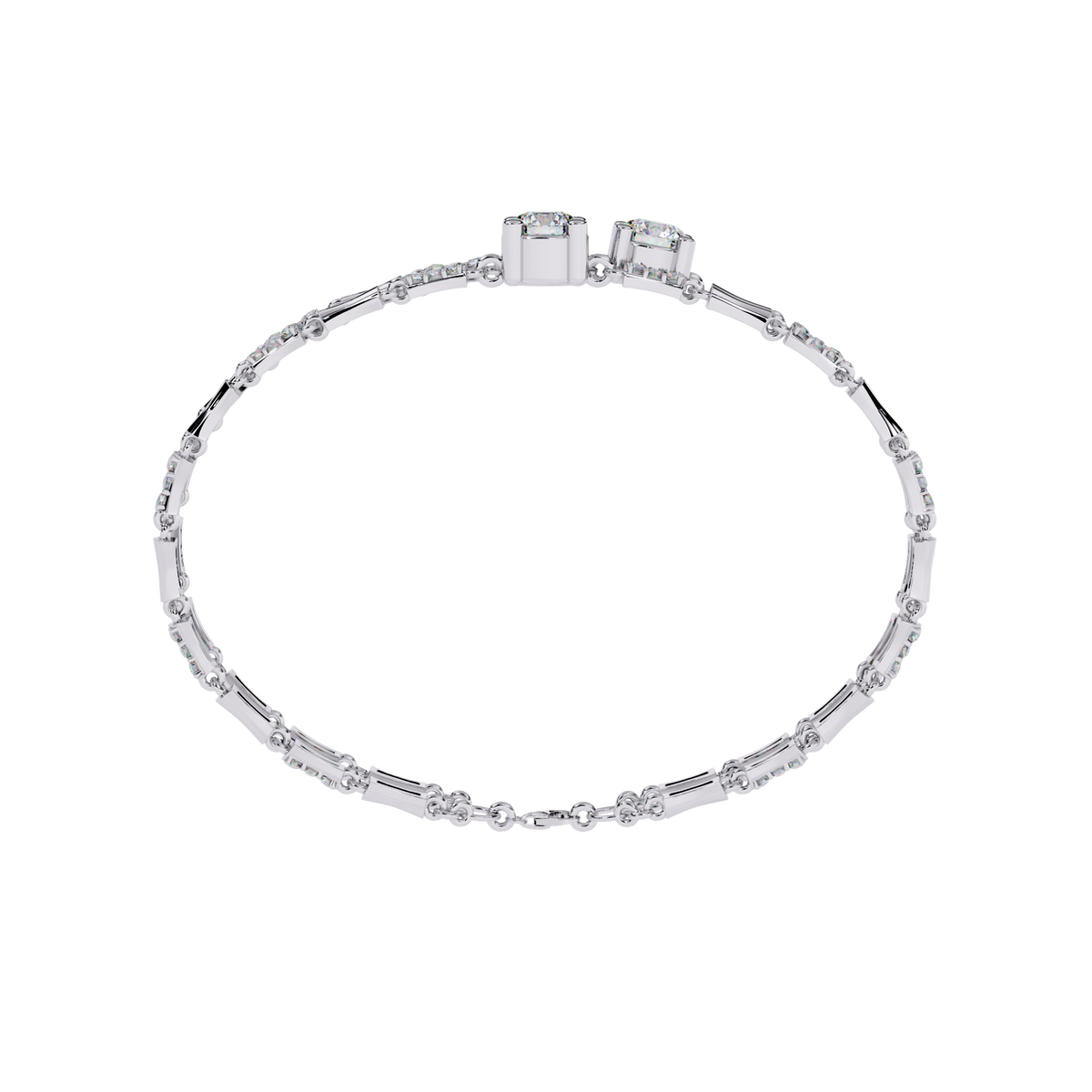 2.2 CTW Double-Row Geometric Diamond Bangle White Gold view 11