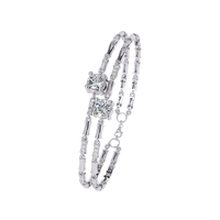 2.2 CTW Double-Row Geometric Diamond Bangle White Gold view 14