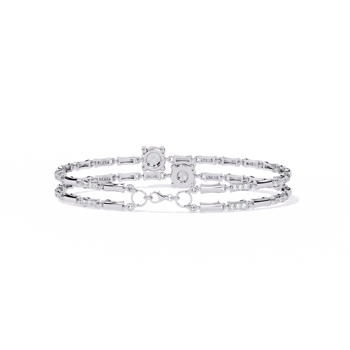 2.2 CTW Double-Row Geometric Diamond Bangle White Gold view 5