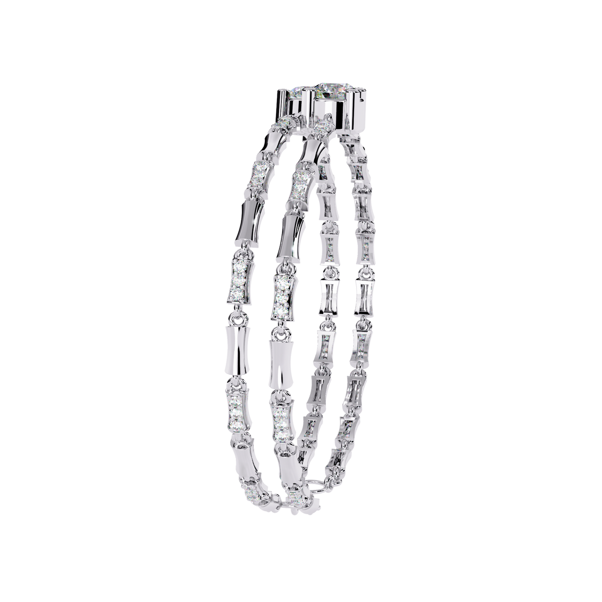 2.2 CTW Double-Row Geometric Diamond Bangle White Gold view 8