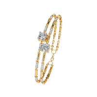 2.2 CTW Double-Row Geometric Diamond Bangle Yellow Gold view 13