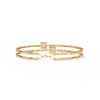 2.2 CTW Double-Row Geometric Diamond Bangle Yellow Gold view 6