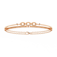 0.9 CTW Pavé Geometric Linked Bangle in Rose Gold view 10 - Lunéa Paris