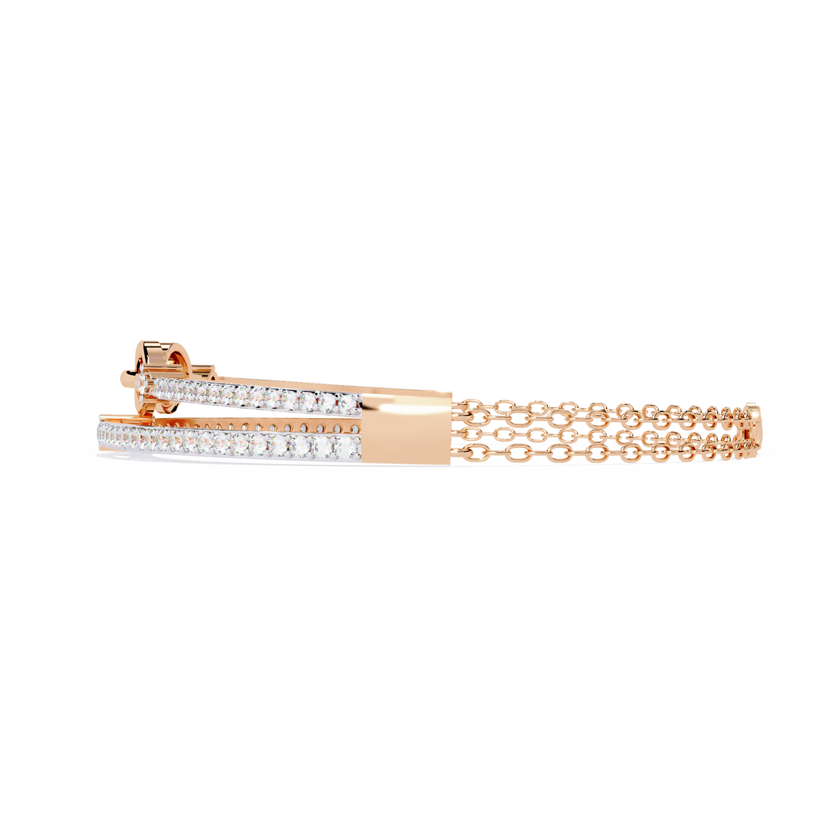 0.9 CTW Pavé Geometric Linked Bangle in Rose Gold view 2 - Lunéa Paris