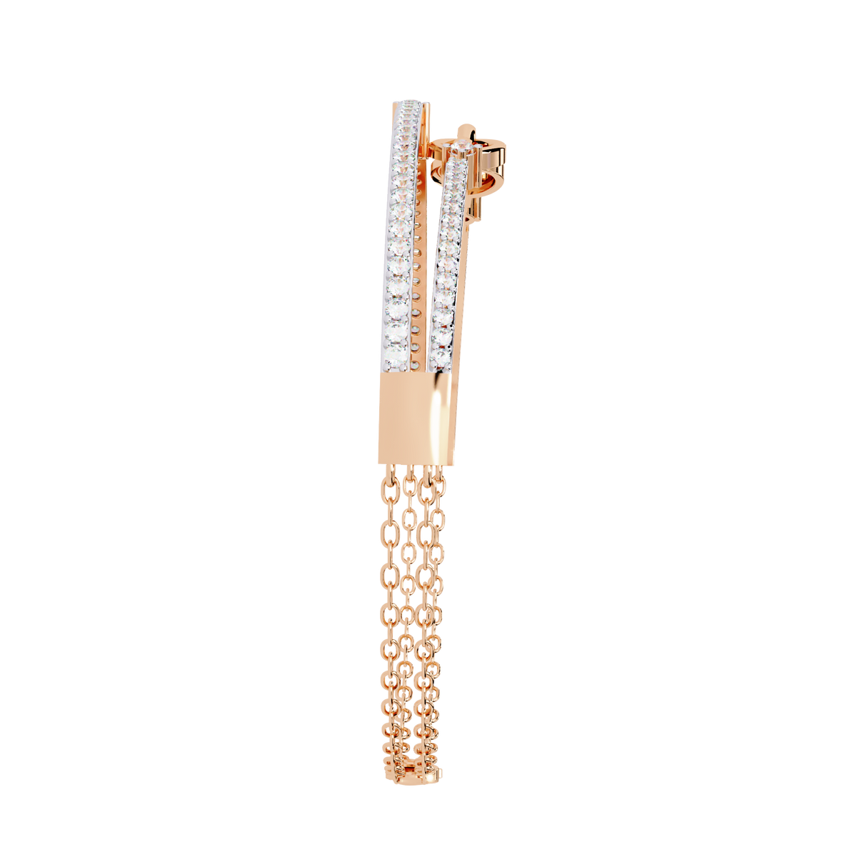 0.9 CTW Pavé Geometric Linked Bangle in Rose Gold view 3 - Lunéa Paris