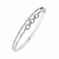 0.9 CTW Pavé Geometric Linked Bangle in White Gold view 11 - Lunéa Paris