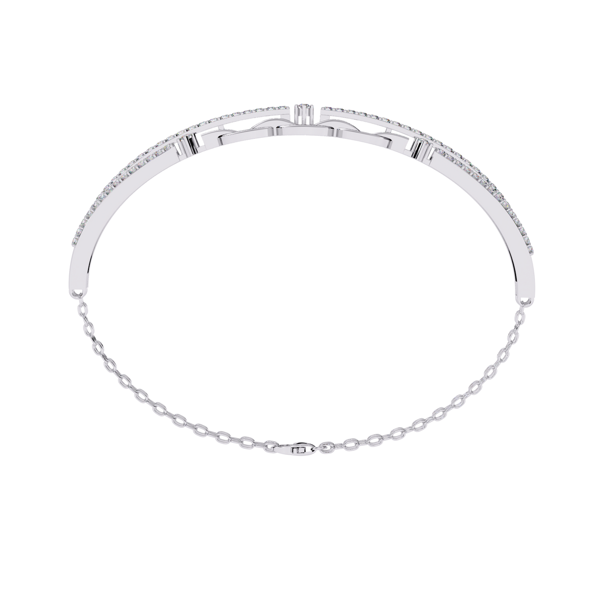 0.9 CTW Pavé Geometric Linked Bangle in White Gold view 16 - Lunéa Paris