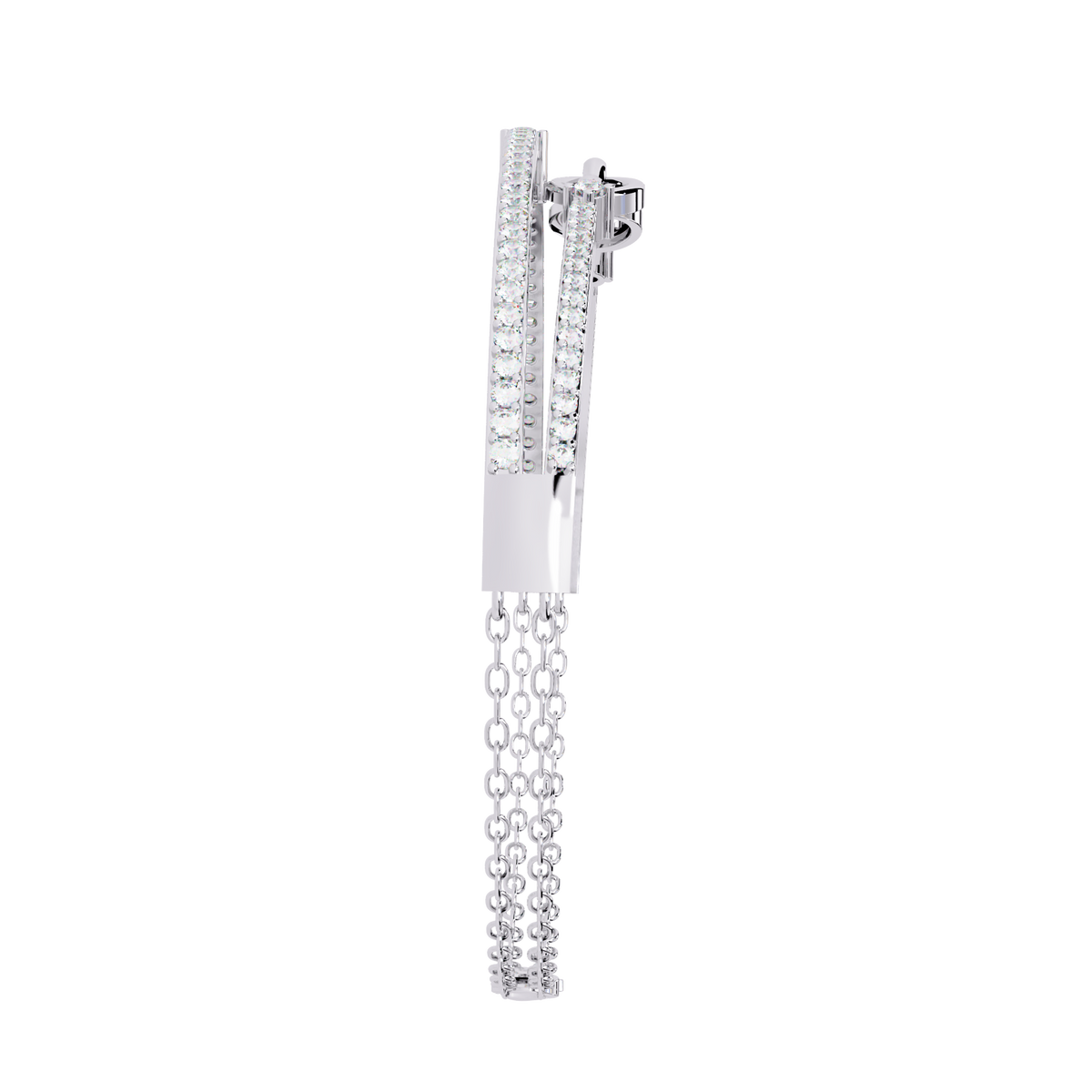 0.9 CTW Pavé Geometric Linked Bangle in White Gold view 4 - Lunéa Paris
