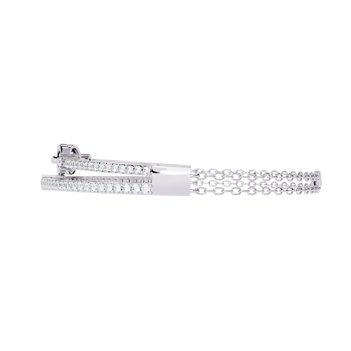 0.9 CTW Pavé Geometric Linked Bangle in White Gold view 5 - Lunéa Paris
