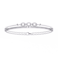0.9 CTW Pavé Geometric Linked Bangle in White Gold view 9 - Lunéa Paris