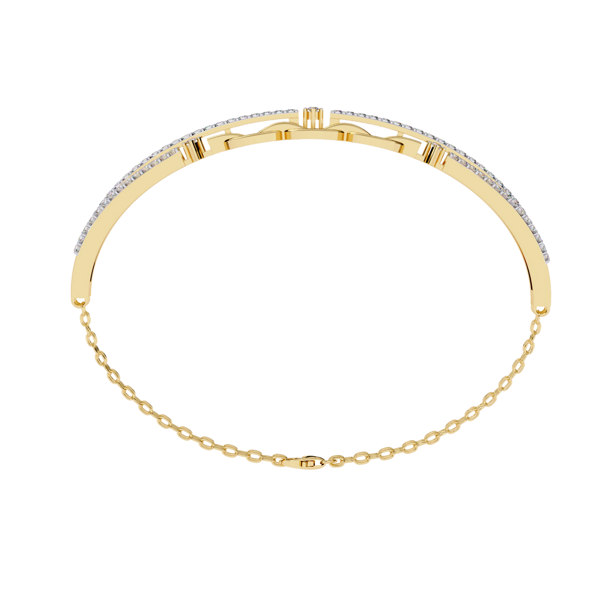 0.9 CTW Pavé Geometric Linked Bangle in Yellow Gold view 15 - Lunéa Paris