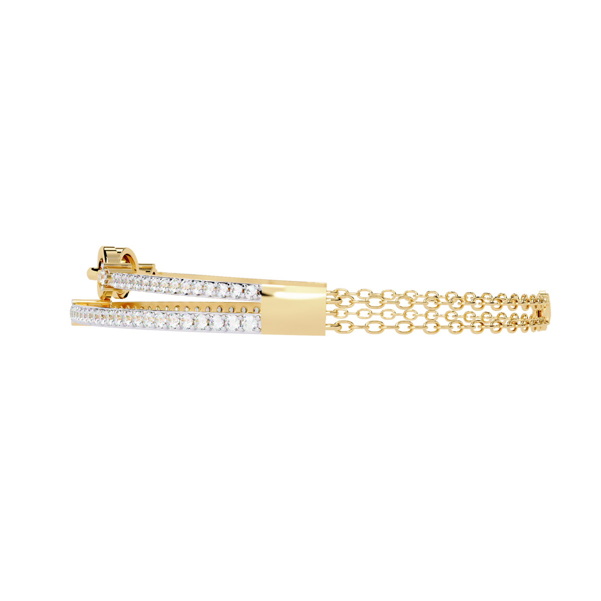 0.9 CTW Pavé Geometric Linked Bangle in Yellow Gold view 6 - Lunéa Paris