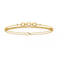 0.9 CTW Pavé Geometric Linked Bangle in Yellow Gold view 8 - Lunéa Paris