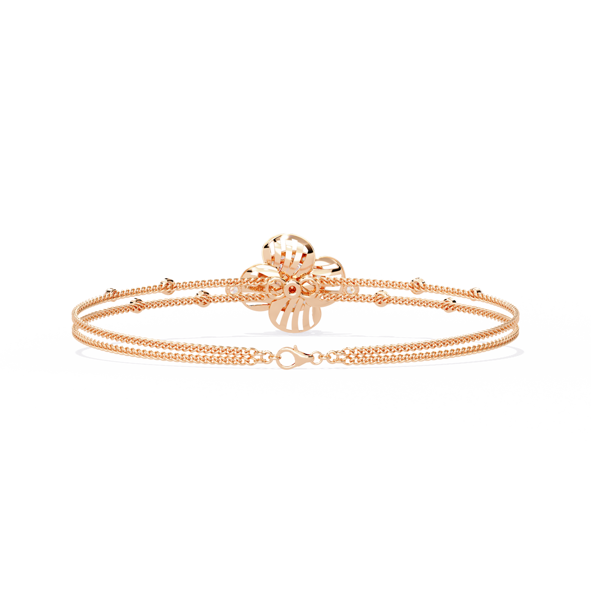 1.0 CTW Round Diamond Halo Motif Bracelet in Rose Gold view 12 – Lunéa Paris