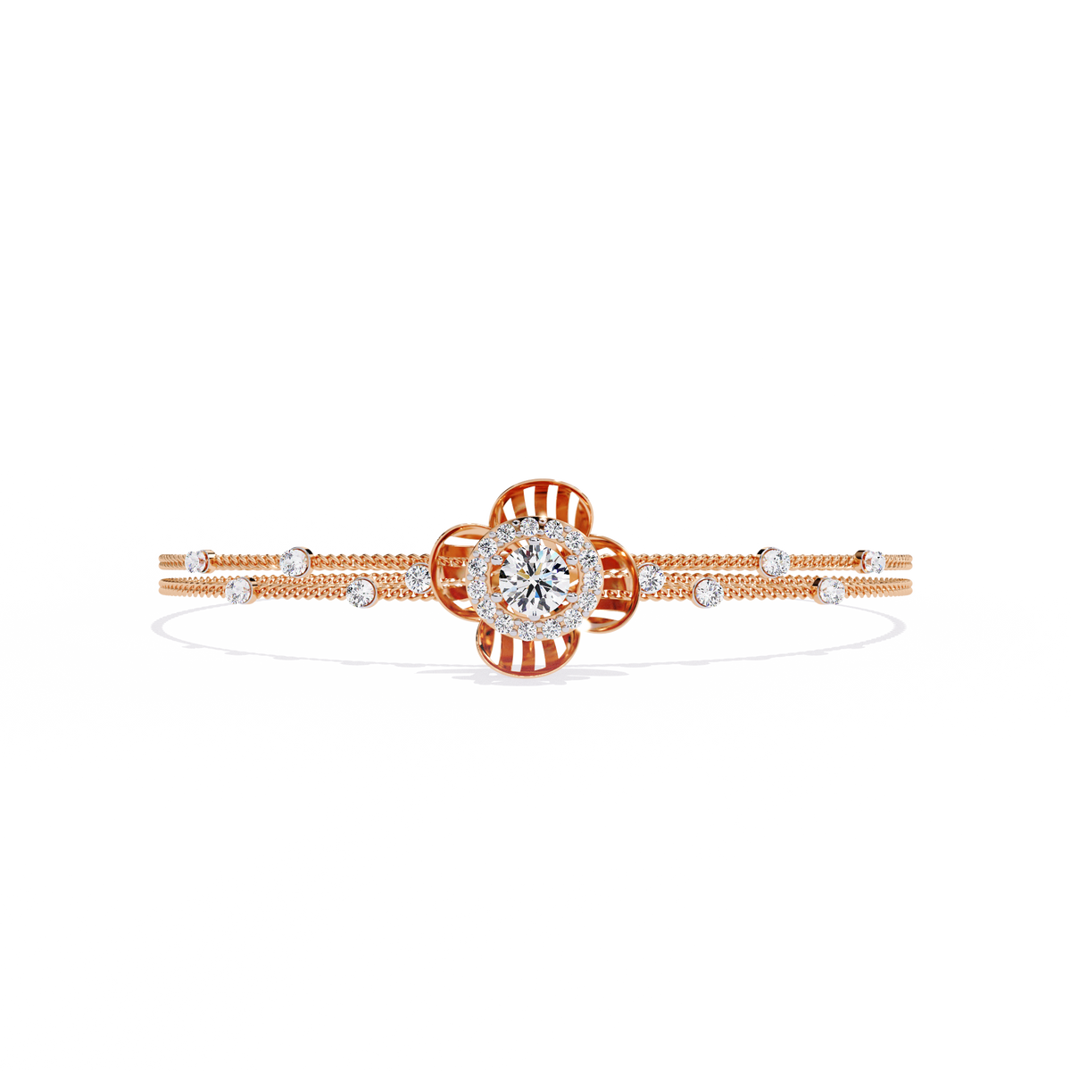 1.0 CTW Round Diamond Halo Motif Bracelet in Rose Gold view 8 – Lunéa Paris