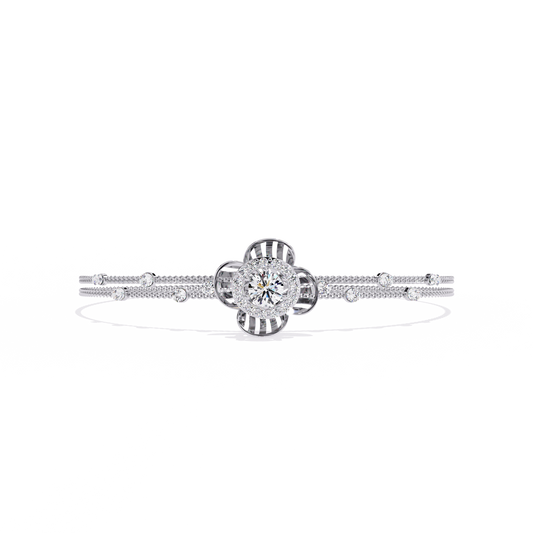 1.0 CTW Round Diamond Halo Motif Bracelet in White Gold view 7 – Lunéa Paris