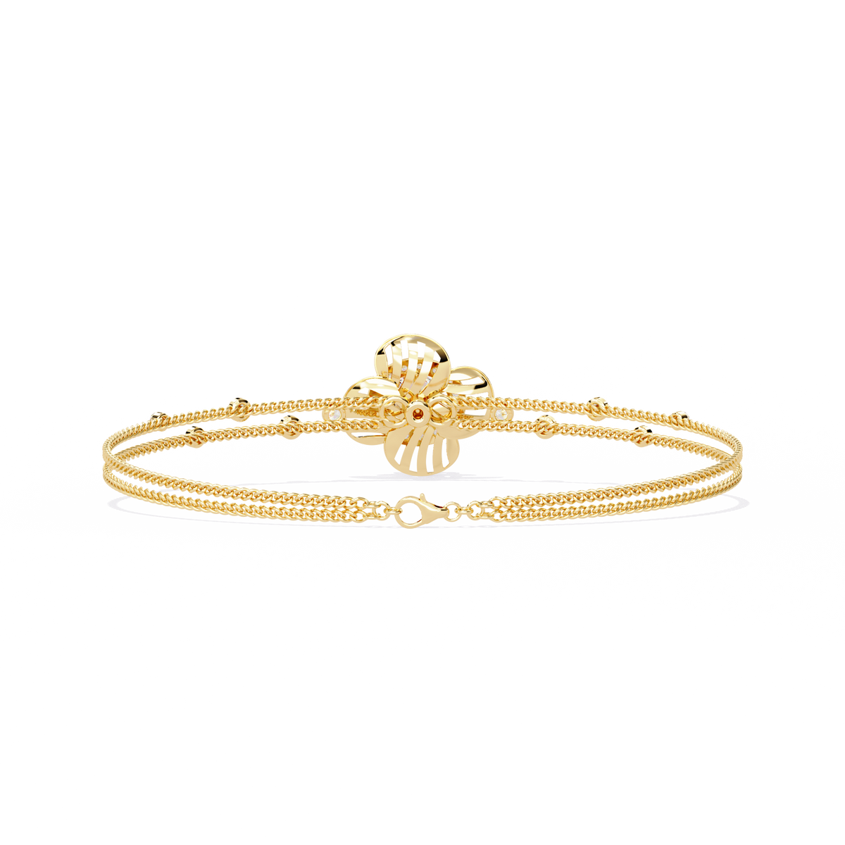 1.0 CTW Round Diamond Halo Motif Bracelet in Yellow Gold view 11 – Lunéa Paris