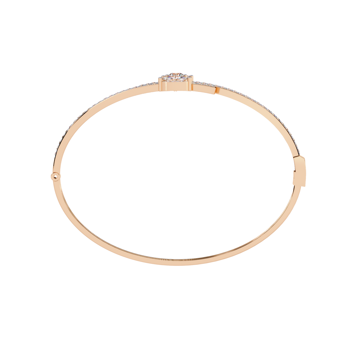 1.6 CTW Mixed Round and Marquise Diamond Bypass Bangle Rose Gold view 4 – Lunéa Paris