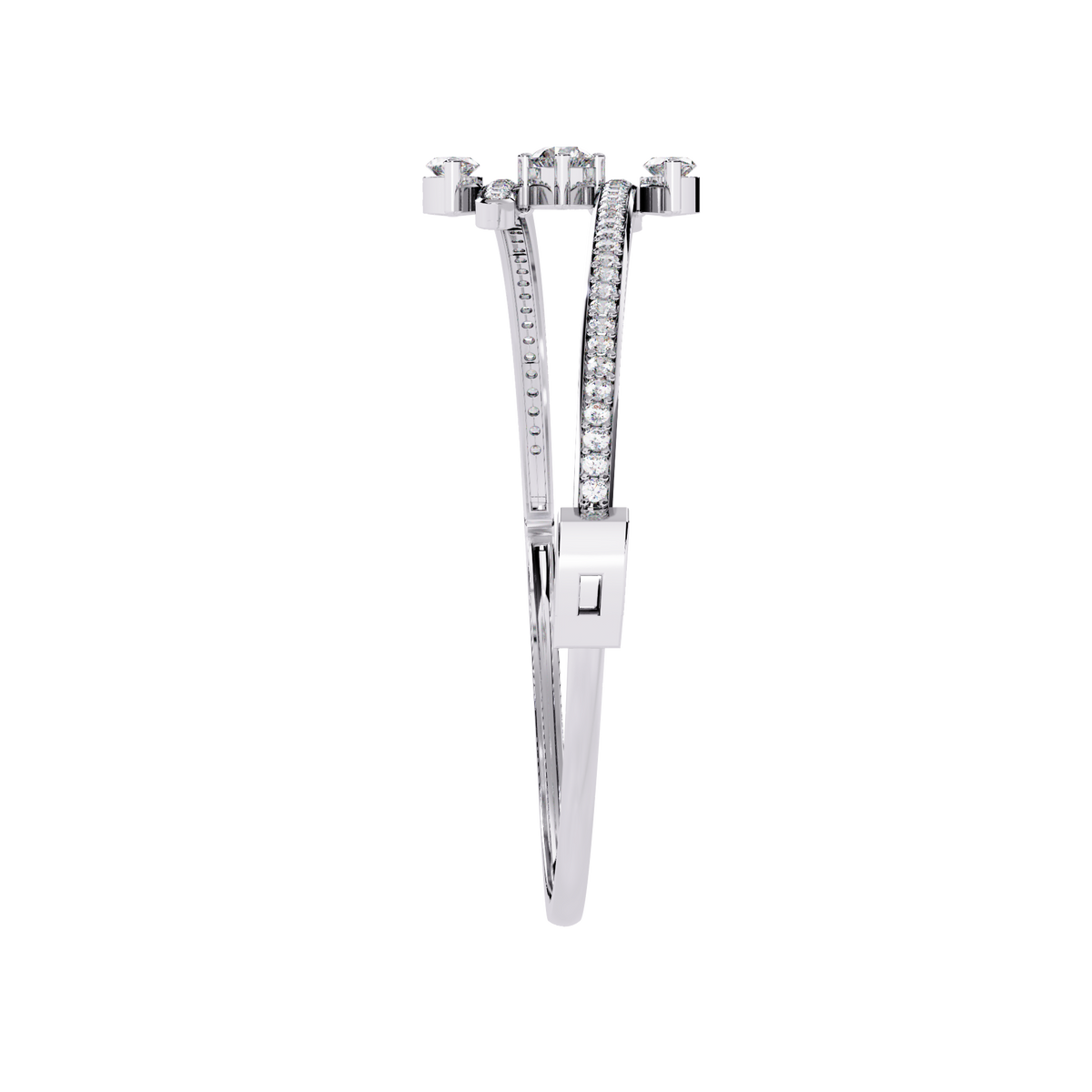 1.6 CTW Mixed Round and Marquise Diamond Bypass Bangle White Gold view 2 – Lunéa Paris
