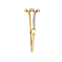 1.6 CTW Mixed Round and Marquise Diamond Bypass Bangle Yellow Gold view 1 – Lunéa Paris