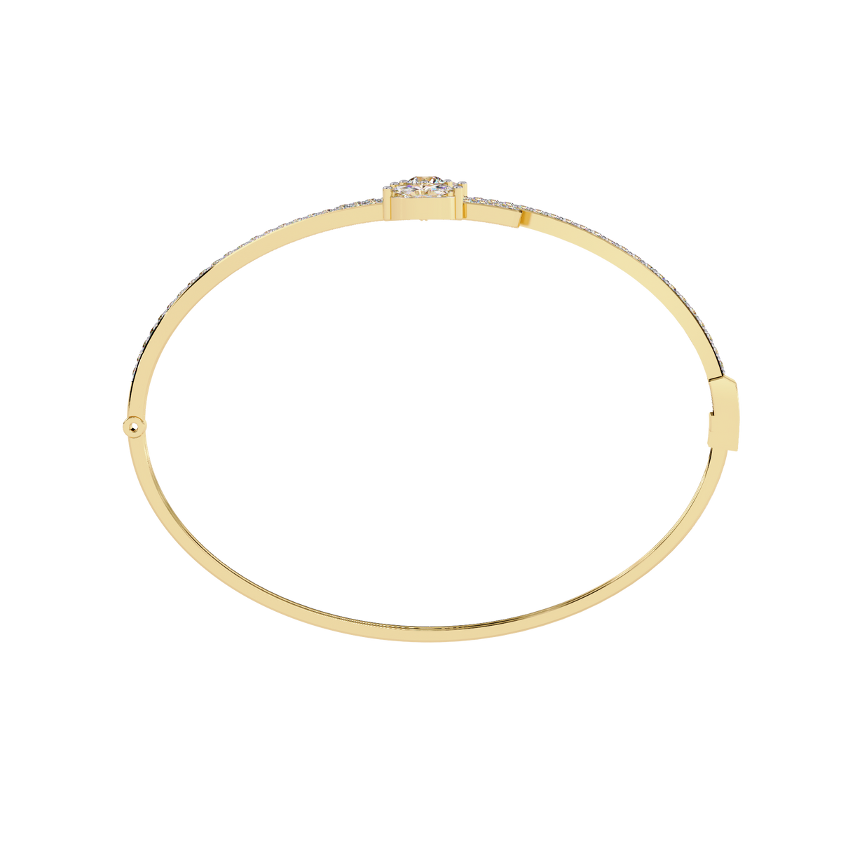 1.6 CTW Mixed Round and Marquise Diamond Bypass Bangle Yellow Gold view 6 – Lunéa Paris