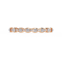 0.8 CTW oval pavé round diamond half-bangle in Rose Gold, front-facing flat view – Lunéa Paris