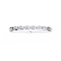 0.8 CTW oval pavé round diamond half-bangle in White Gold, underside view – Lunéa Paris