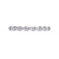 0.8 CTW oval pavé round diamond half-bangle in White Gold, front-facing flat view – Lunéa Paris
