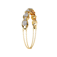 0.8 CTW oval pavé round diamond half-bangle in Yellow Gold, angled view – Lunéa Paris