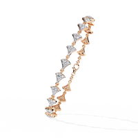 1.1 CTW pavé fan-link round diamond tennis bracelet in Rose Gold, upright angled view – Lunéa Paris