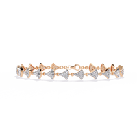 1.1 CTW pavé fan-link round diamond tennis bracelet in Rose Gold, front-facing flat view – Lunéa Paris