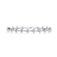 1.1 CTW pavé fan-link round diamond tennis bracelet in White Gold, front-facing flat view – Lunéa Paris