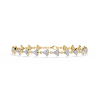 1.1 CTW pavé fan-link round diamond tennis bracelet in Yellow Gold, front-facing flat view – Lunéa Paris