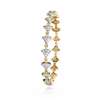 1.1 CTW pavé fan-link round diamond tennis bracelet in Yellow Gold, standing view – Lunéa Paris