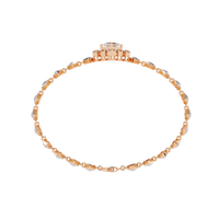 1.7 CTW princess-center and round diamond link tennis bracelet in Rose Gold, circular profile view – Lunéa Paris