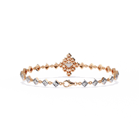 1.7 CTW princess-center and round diamond link tennis bracelet in Rose Gold, clasp-side flat view – Lunéa Paris