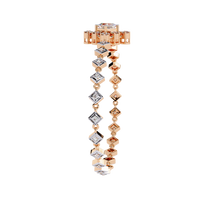 1.7 CTW princess-center and round diamond link tennis bracelet in Rose Gold, upright side profile – Lunéa Paris