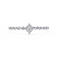 1.7 CTW princess-center and round diamond link tennis bracelet in White Gold, front-facing flat view – Lunéa Paris