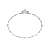 1.7 CTW princess-center and round diamond link tennis bracelet in White Gold, circular profile view – Lunéa Paris