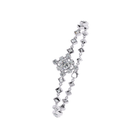 1.7 CTW princess-center and round diamond link tennis bracelet in White Gold, angled detail view – Lunéa Paris