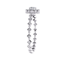 1.7 CTW princess-center and round diamond link tennis bracelet in White Gold, upright side profile – Lunéa Paris