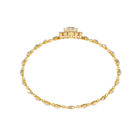 1.7 CTW princess-center and round diamond link tennis bracelet in Yellow Gold, circular profile view – Lunéa Paris
