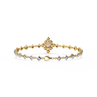 1.7 CTW princess-center and round diamond link tennis bracelet in Yellow Gold, clasp-side flat view – Lunéa Paris