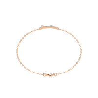0.3 CTW pavé double-bar round diamond double-chain bracelet in Rose Gold, circular profile view – Lunéa Paris
