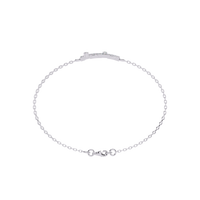 0.3 CTW pavé double-bar round diamond double-chain bracelet in White Gold, circular profile view – Lunéa Paris