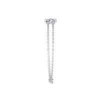 0.3 CTW pavé double-bar round diamond double-chain bracelet in White Gold, upright side profile – Lunéa Paris