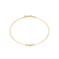 0.3 CTW pavé double-bar round diamond double-chain bracelet in Yellow Gold, circular profile view – Lunéa Paris