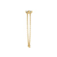 0.3 CTW pavé double-bar round diamond double-chain bracelet in Yellow Gold, upright side profile – Lunéa Paris