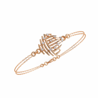0.1 CTW sculptural fan round diamond double-chain bracelet in Rose Gold, angled view – Lunéa Paris